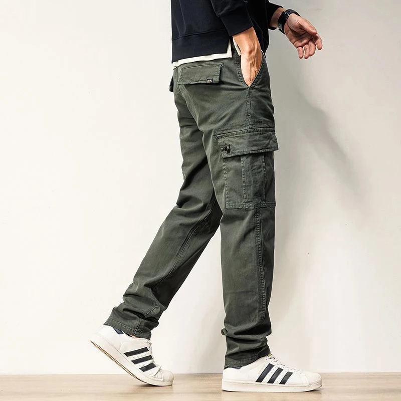 

2025 New Men's Cargo Pants Slim Straight Stretch Full Length Trousers For Men Clothing Casual Multi-Pockets Fashion Brand