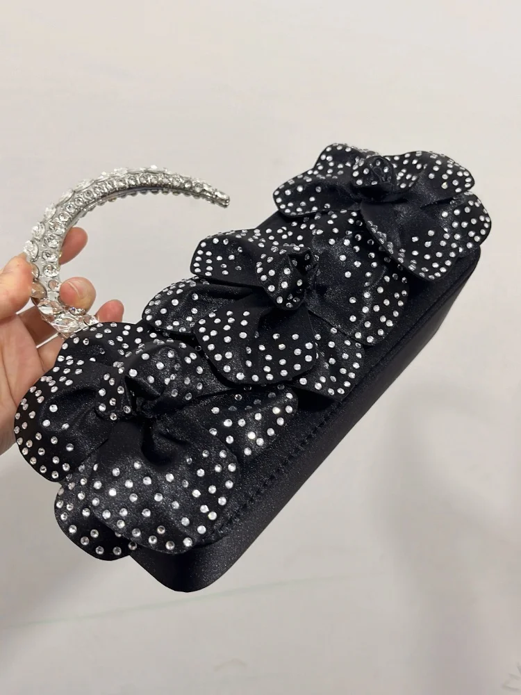 النمط الفرنسي سوبر تألق حجر الراين مساء حقائب يد المرأة حقيبة يد حريرية زهرة ديكو محفظة حفل زفاف #6