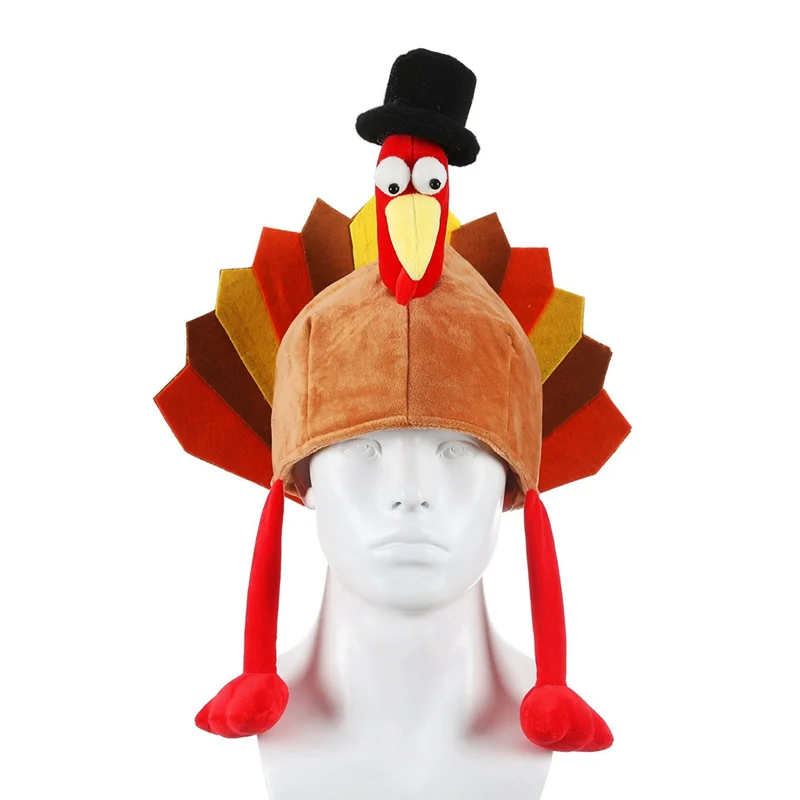 

AM-Festival Hat Vibrant Color Soft Decorative Carnival Theme Roasted Turkey Hat Thanksgiving Hat Supplies