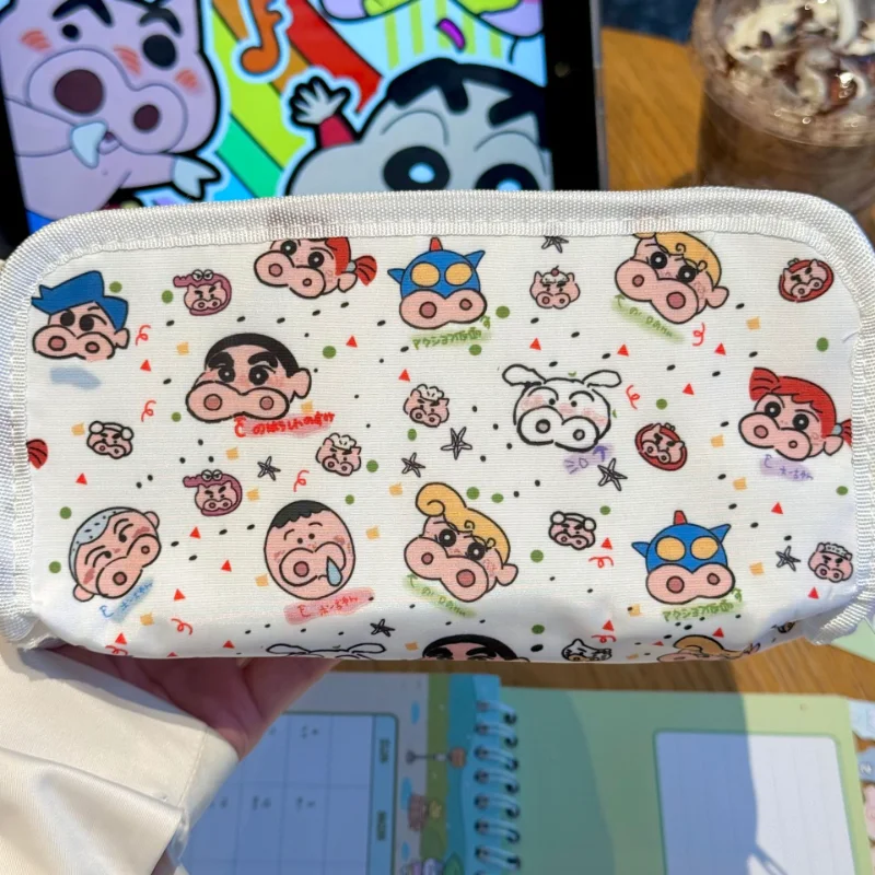 Crayon shin-chan sac à crayons grande capacité étui à stylos dessin animé papeterie pochette à stylo transparente rangement pour étudiants fournitures scolaires