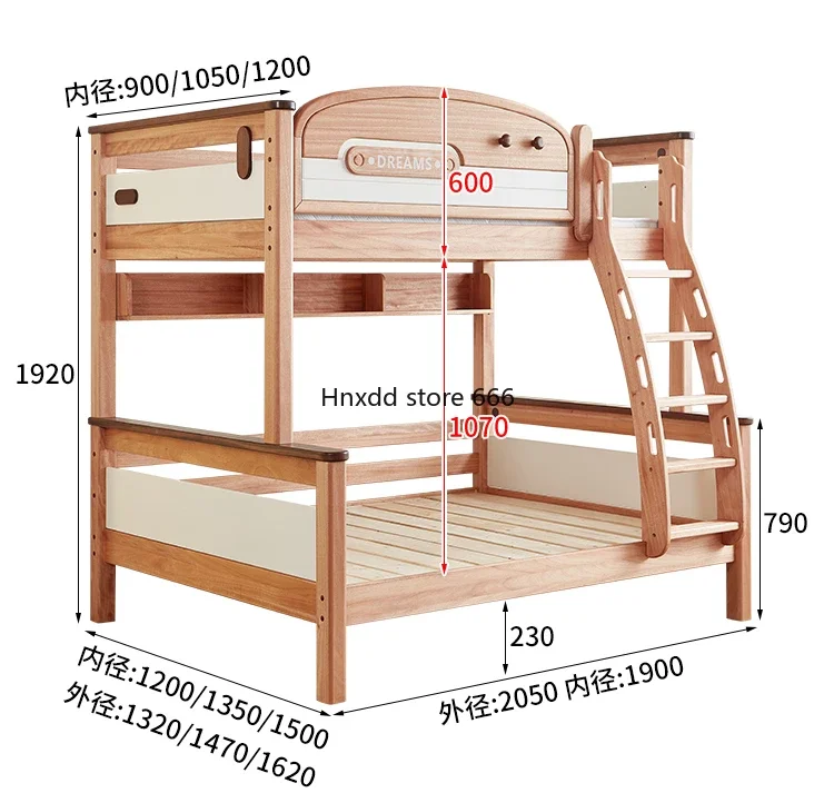 

Children's red sandalwood wood wax oil mother and child up and down all solid wood bunk beds