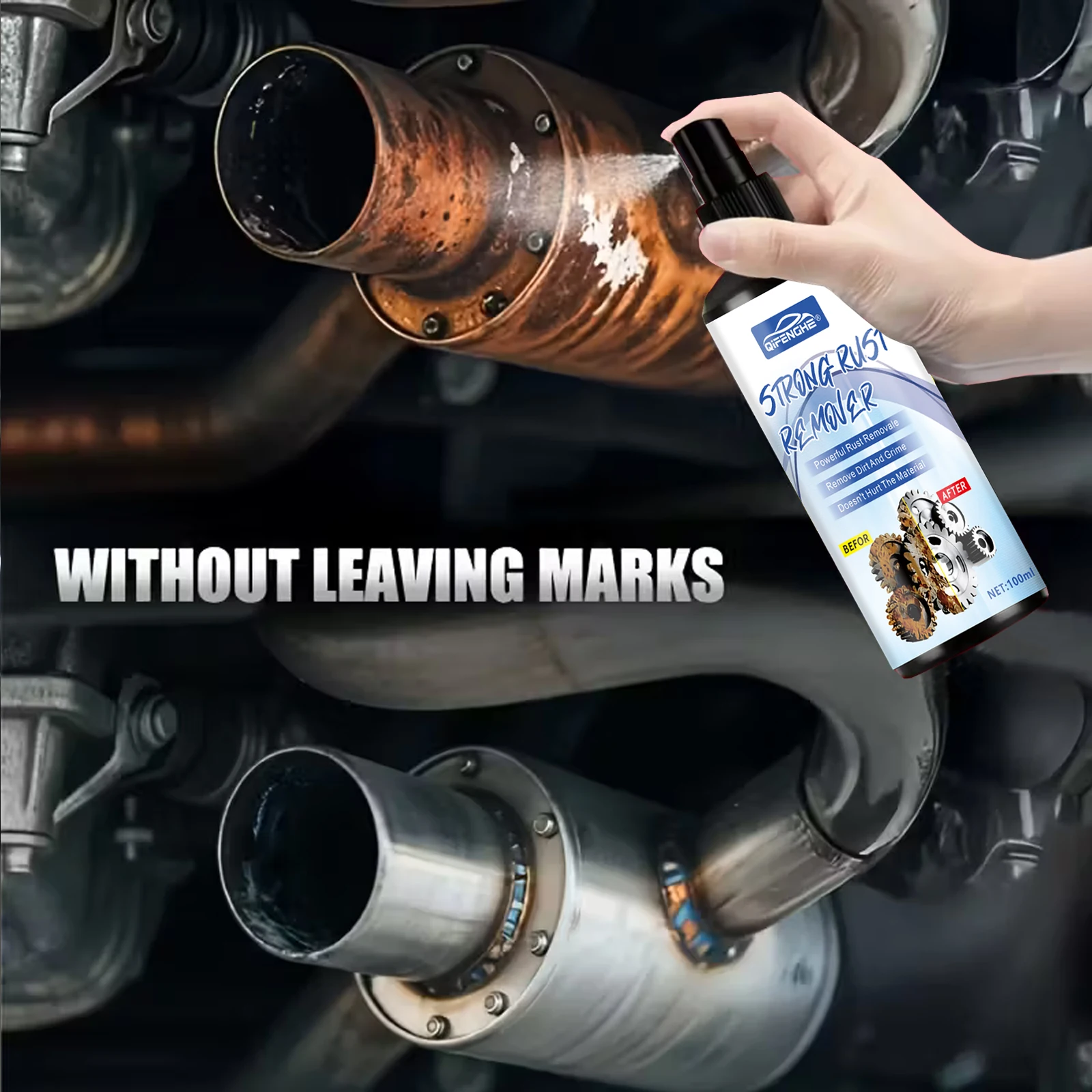 multi-purpose metal polishing spray-rust remover for cars, motorcycles, RVs, stainless steel kitchenware, restore luster and