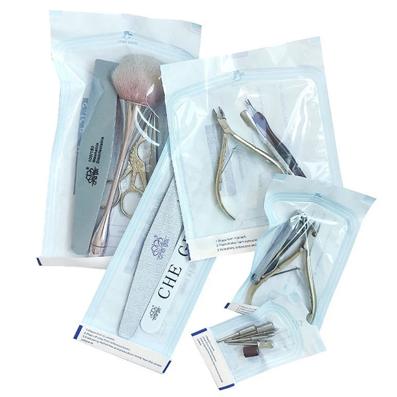 200Pcs S/M Disposable Sterilization Disinfection Bag Set Nail Tool Sterilizer Kraft Bag Nail Equipment Disinfection Accessories