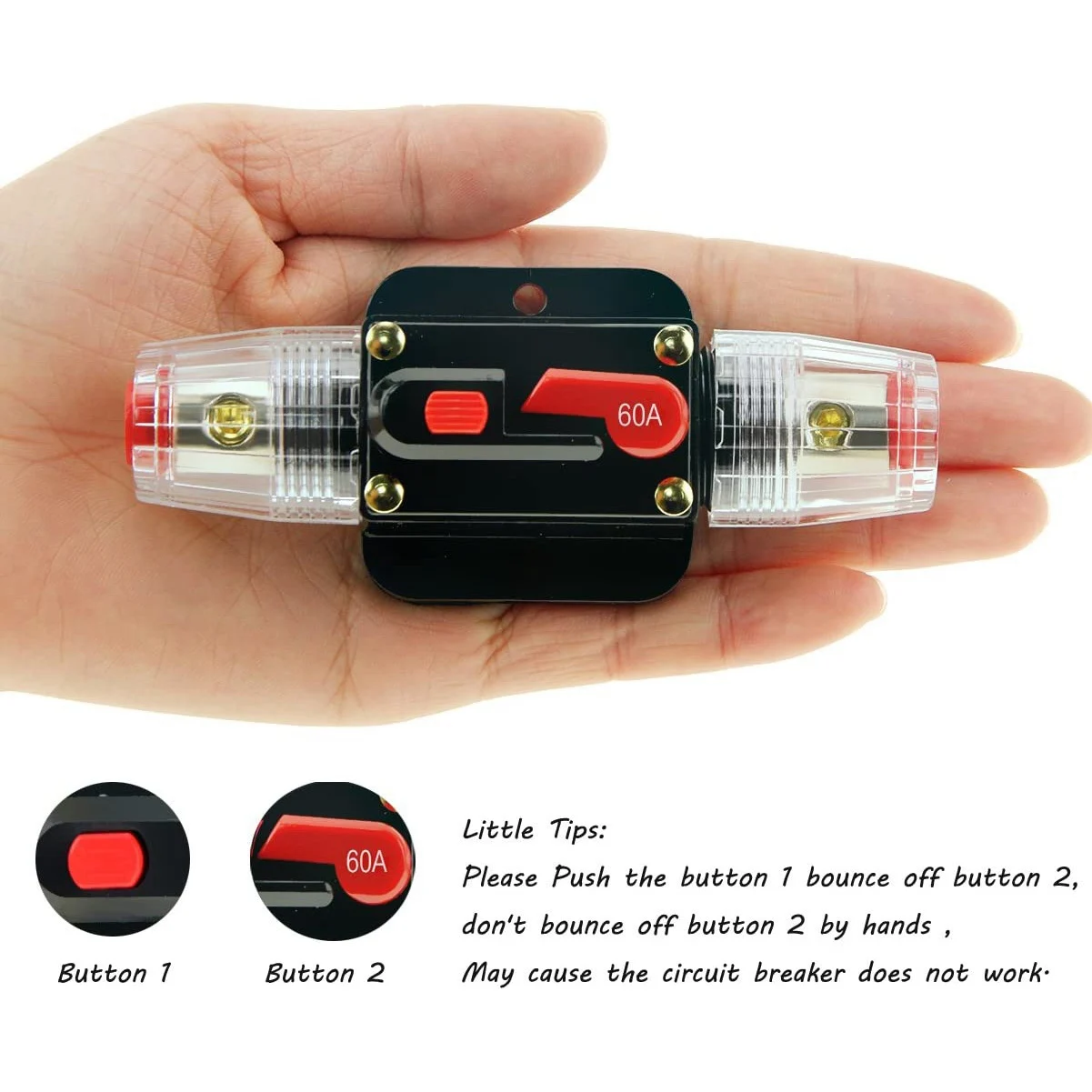 Super Sale 60A Circuit Breaker Fuses 12-24Vfor System Protection Car Marine Boat Stereo Switch Audio Inverter System Protection