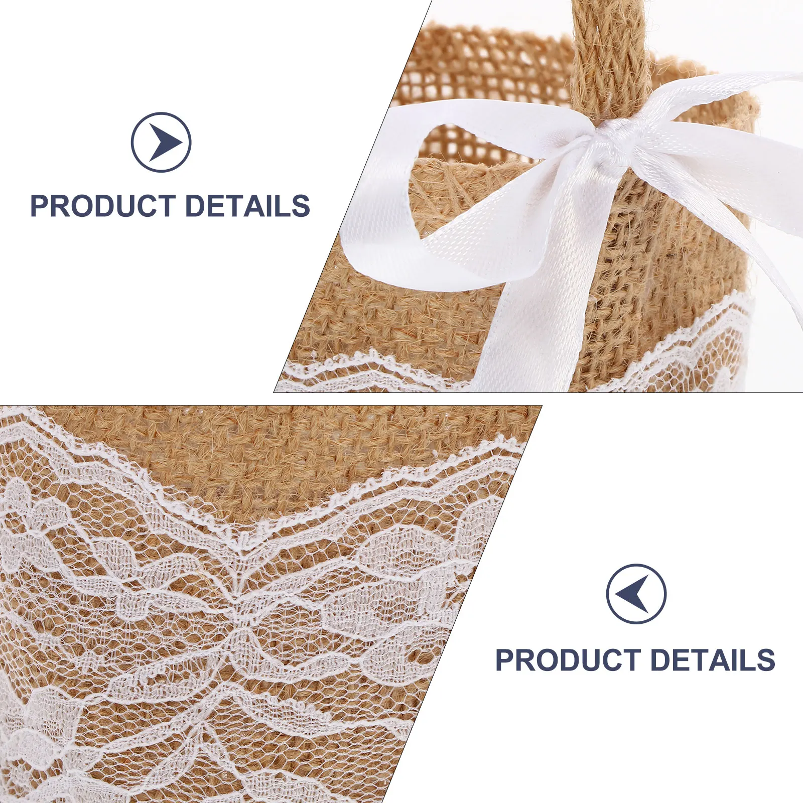 

2Pcs Burlap Storage Bags Linen Flower Basket Bride Wedding Decor Office Photography Props Bag