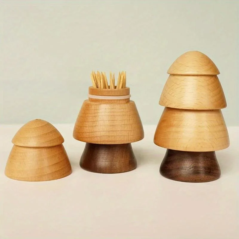 

Wooden Toothpick Box Tree-shaped Home Kitchen Toothpick Holder Christmas Desktop Decoration Storage Box