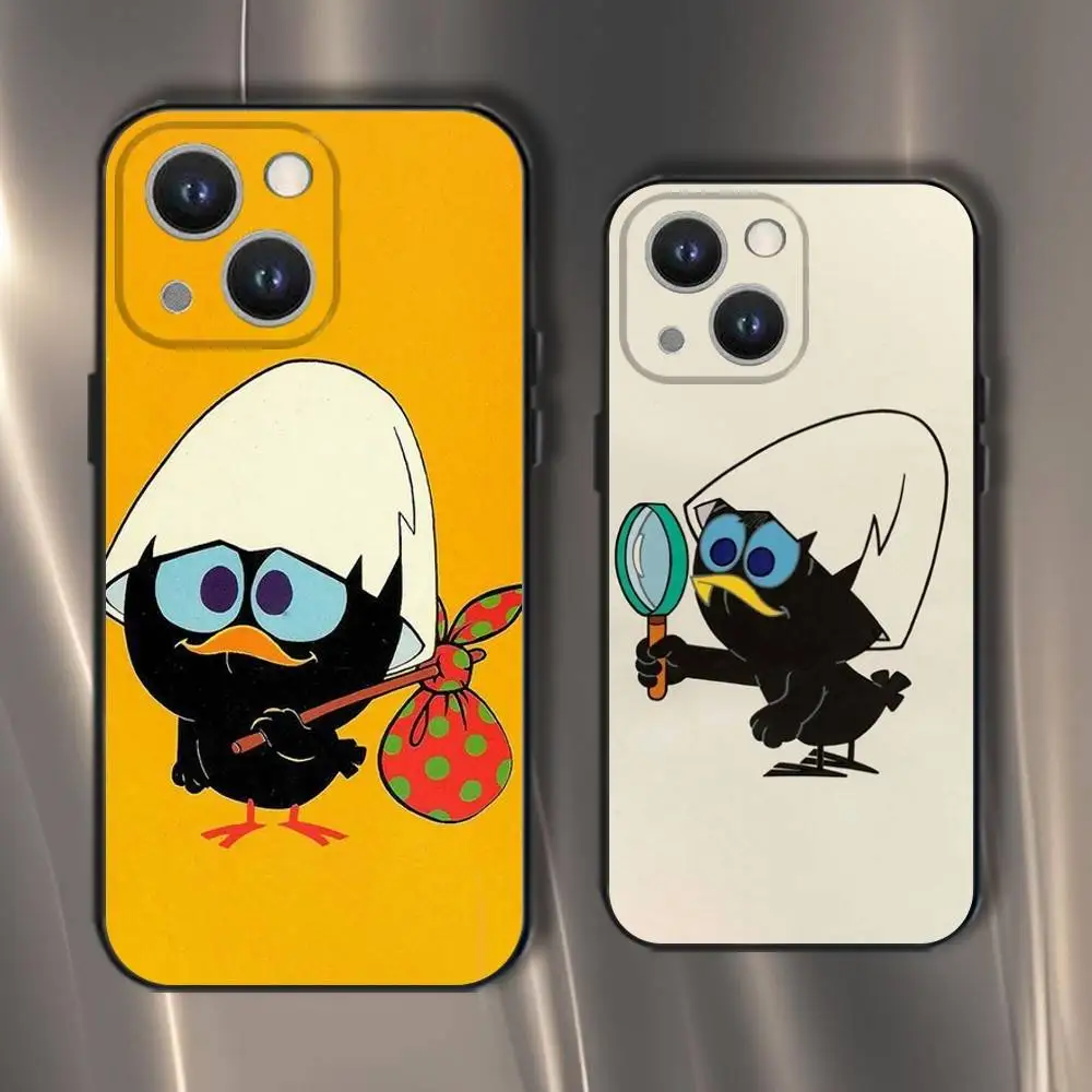 

Милый чехол для телефона Calimero для iPhone 16,15,14,13,12,11,Pro,XS,Max,XR,Plus,E,SE4,Mini Black Soft Cover