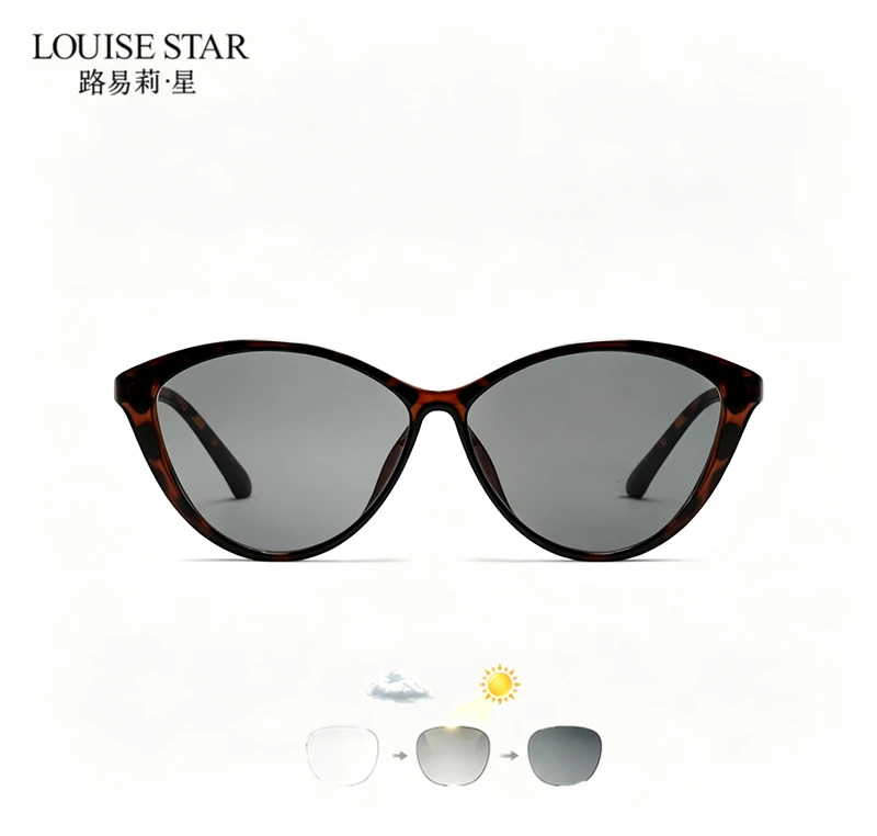 Ladies' cat eye photochromic 0-degree flat glasses reading glasses multifunctional reading glasses can be paired with glasses