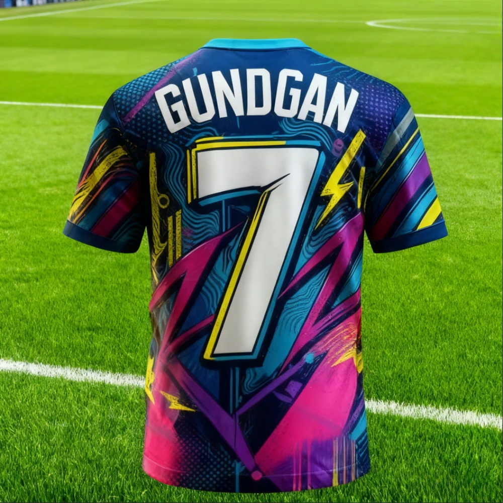 قميص جيرسي لكرة القدم عالي الأداء، قماش بوليستر 100% سريع الجفاف وجيد التهوية للمباراة والتدريب الرياضي