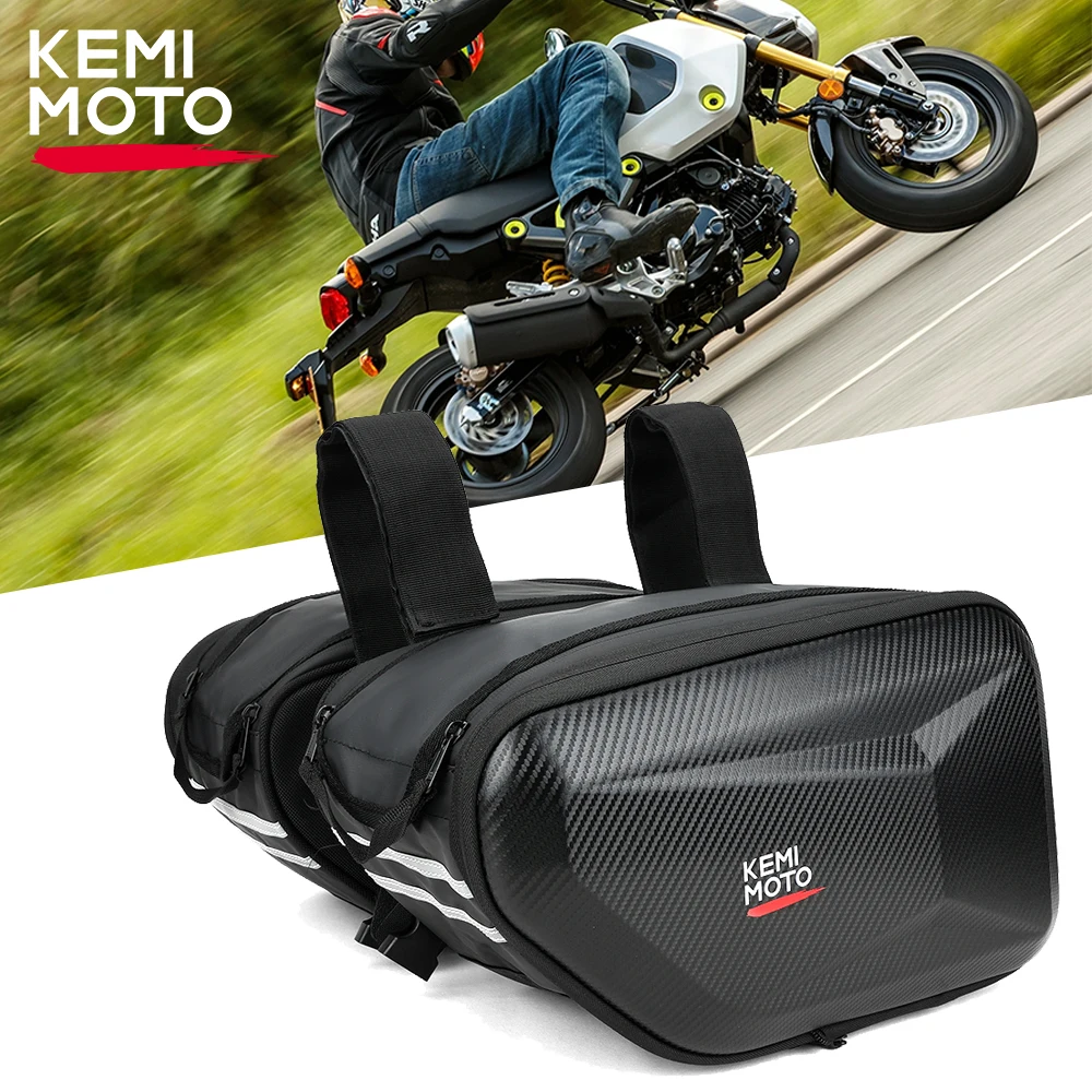 

KEMIMOTO Motorcycle Saddlebags Side Pannier Bag For Honda MSX125 Grom Dirt Bike Sport EVA Hard Shell Camel Bag With Rain Cover