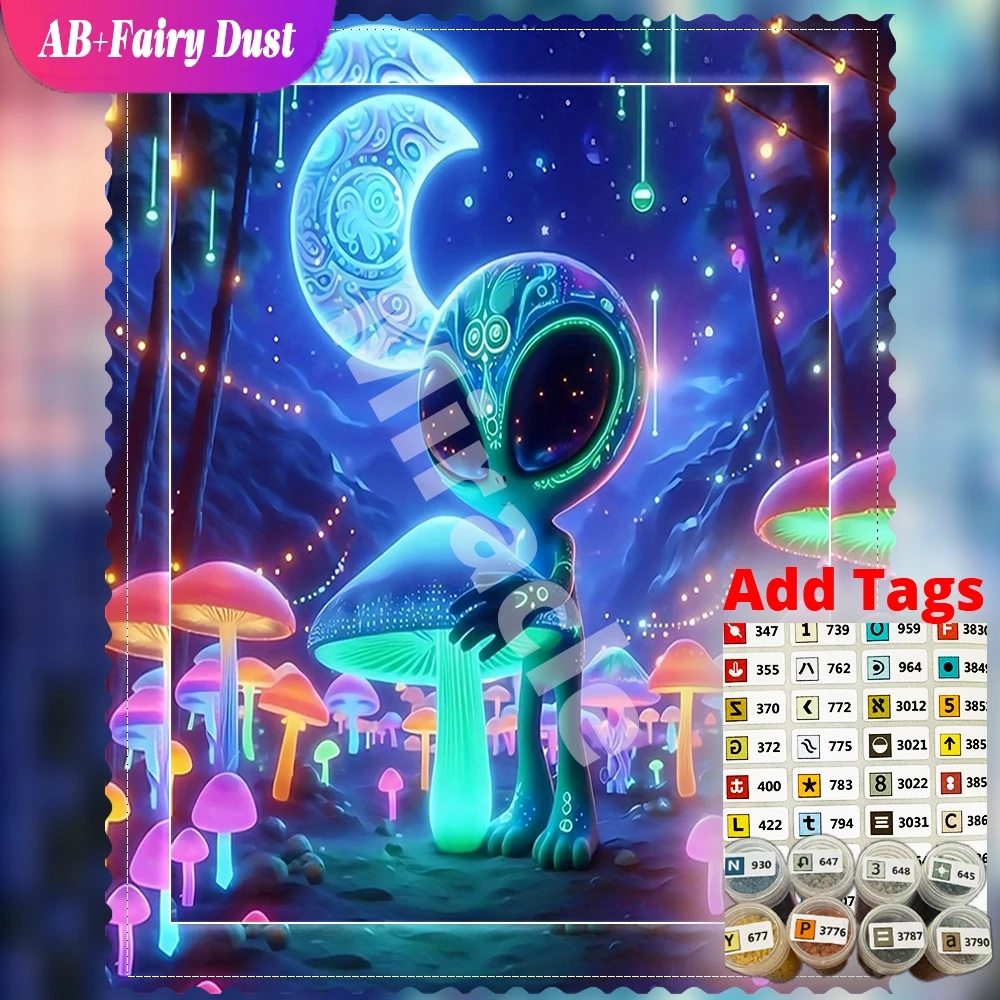 AB Fairy Dust DIY Diamond Mosaic Fantasy Full Square Round Painting alien mushroom neon city Embroidery Decor For Home
