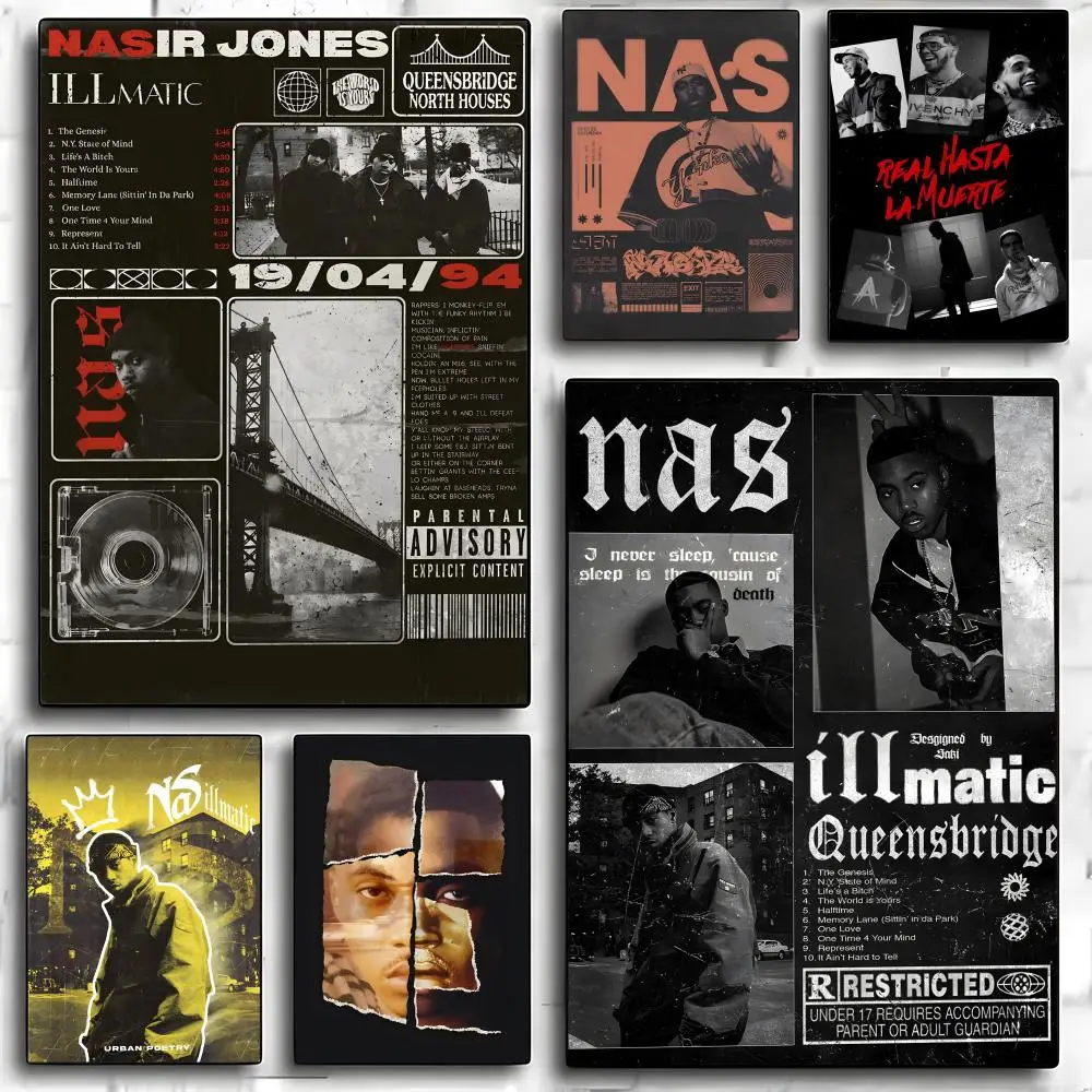 Rapper N-Nas Poster Self-adhesive Art Waterproof Paper Sticker Coffee House Bar Room Wall Decor