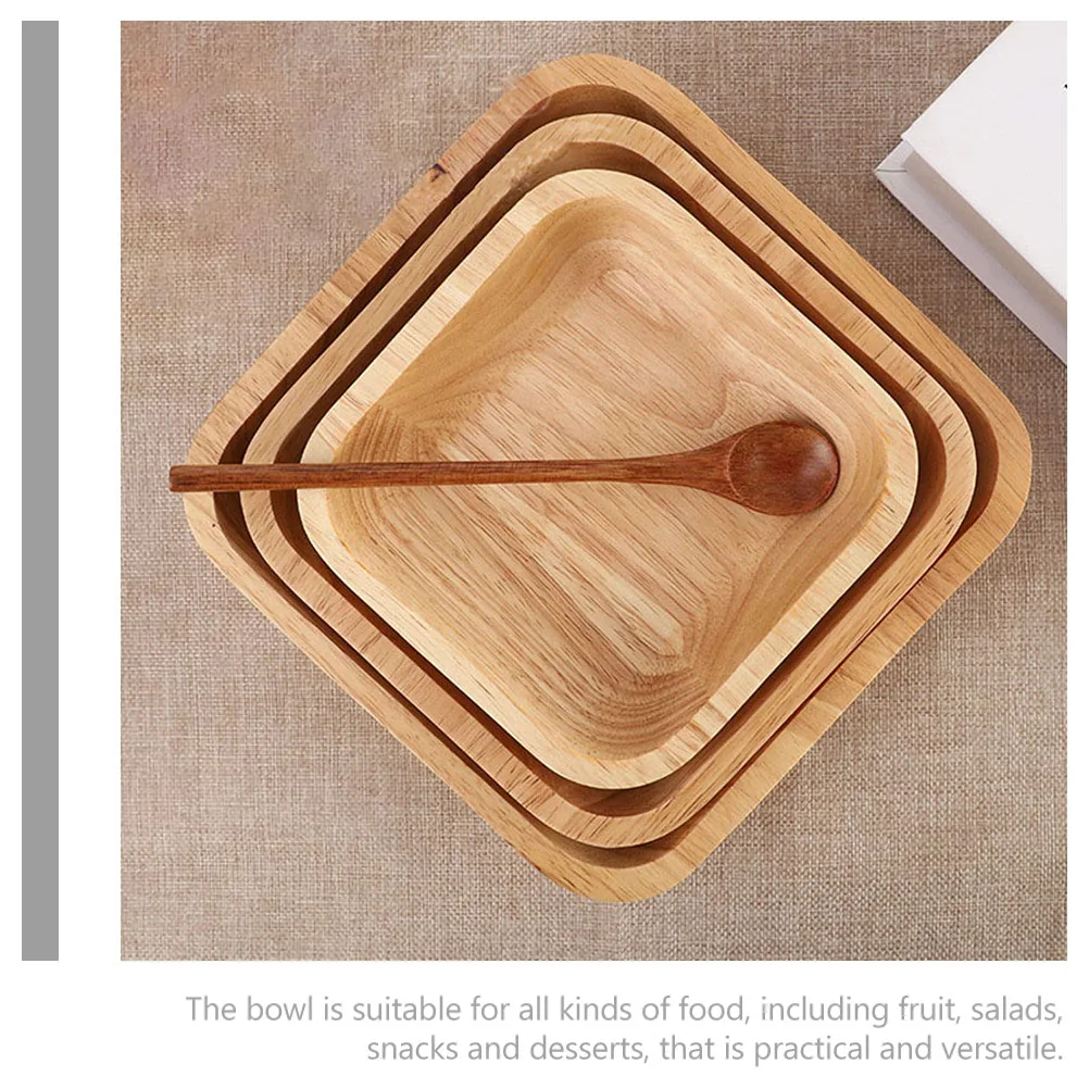 

Square Wooden Serving Tray Small Food Bowl For Daily Use Fruit Salad Dessert Container Breakfast Dinner Tray Home Kitchen