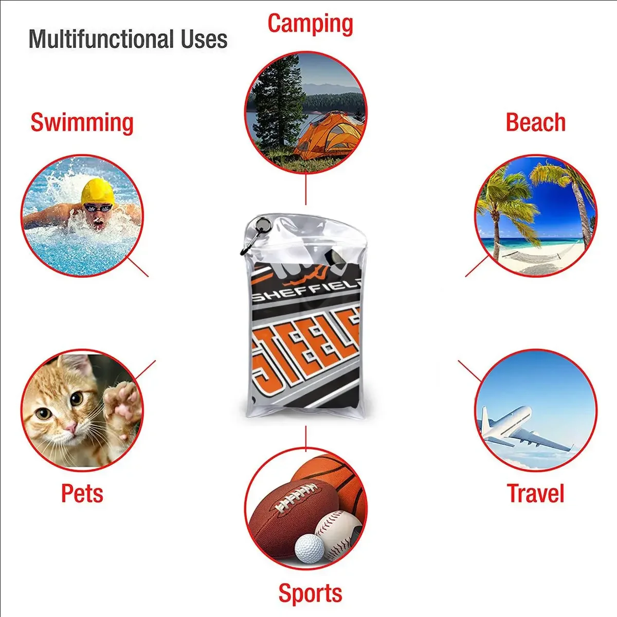 منشفة شيفيلد ستيلرز للشاطئ من الألياف الدقيقة الناعمة سريعة الجفاف ماصة لتسلق الجبال #6