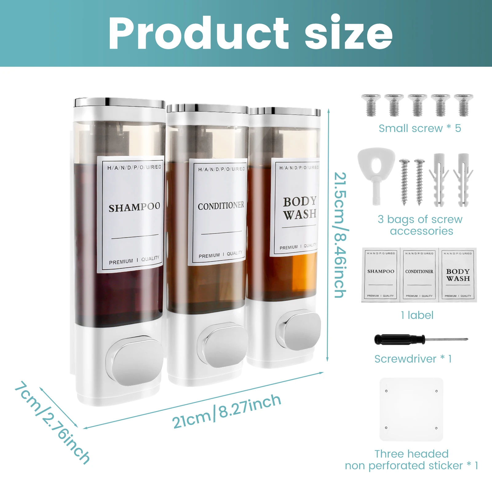 Zeepdispenser Geen Boor Wandmontage Drievoudige Douche Shampoo en Conditioner Dispenser voor Home Hotel Badkamer Accessoires