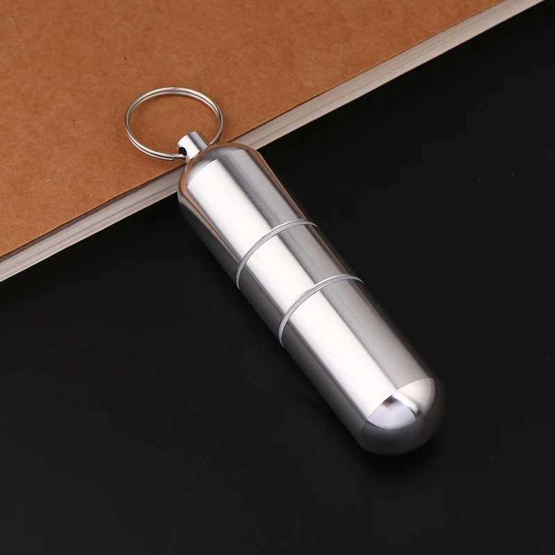 

25 × 105 мм брелок для таблеток из алюминиевого сплава, маленькая коробка для таблеток, чехол для таблеток, водонепроницаемый органайзер для таблеток, портативный держатель для таблеток, брелок