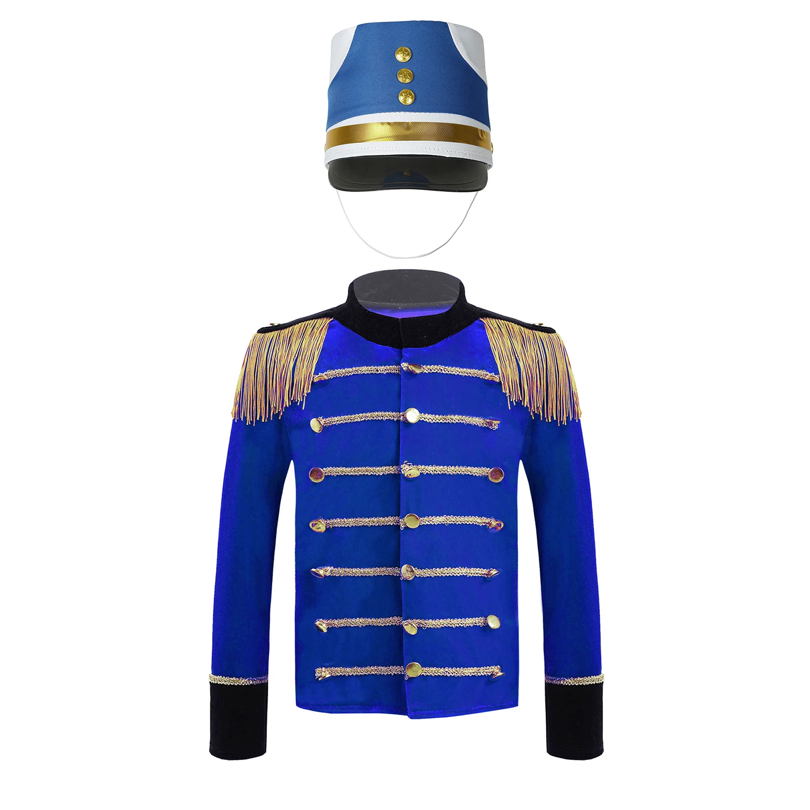 

Kids Halloween Nutcracker Costume Drum Trumpet Team Royal Honor Guard Performance Uniform Tassel Circus Ringmaster Jacket Tops