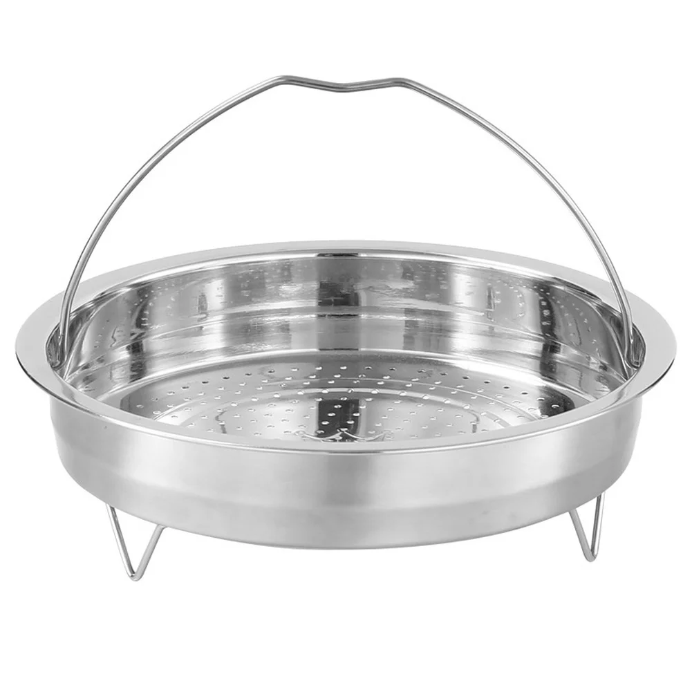 304 Grade Stainless Steel Steaming Tray with Stable Foot Pads and Movable Handle for Secure Fitting in Various For Cooking Pots