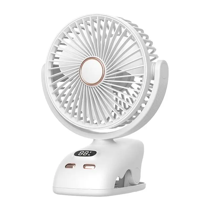 USB Clip Fan Personal Rechargeable LED Display Multifunctional Portable Fan Portable Fan With Night Light And5 Wind Speeds For