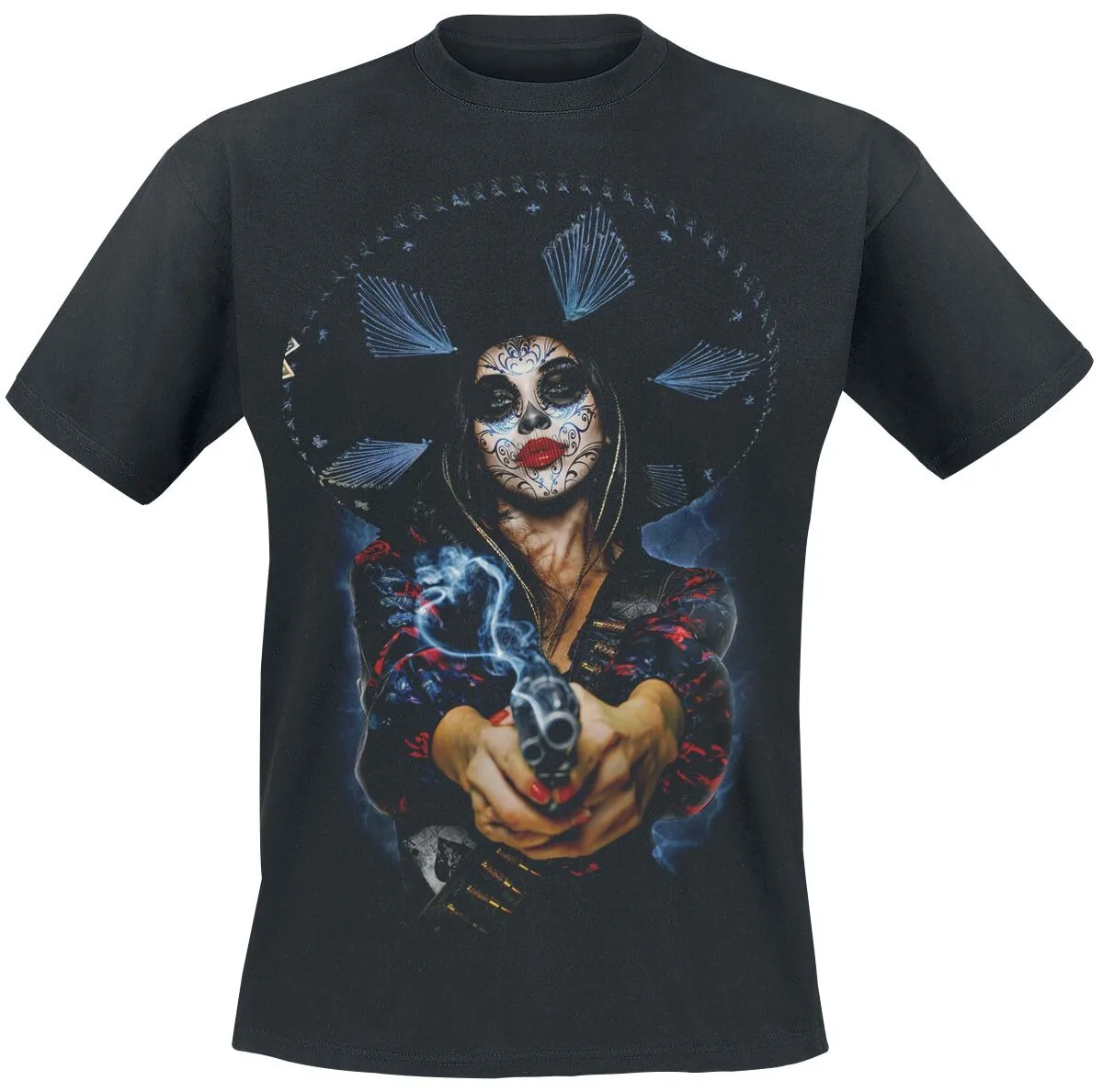 The Offspring Let The Bad Times Roll Sugar Skull Print Black Cotton T-shirt Men Punk Unisex Tee