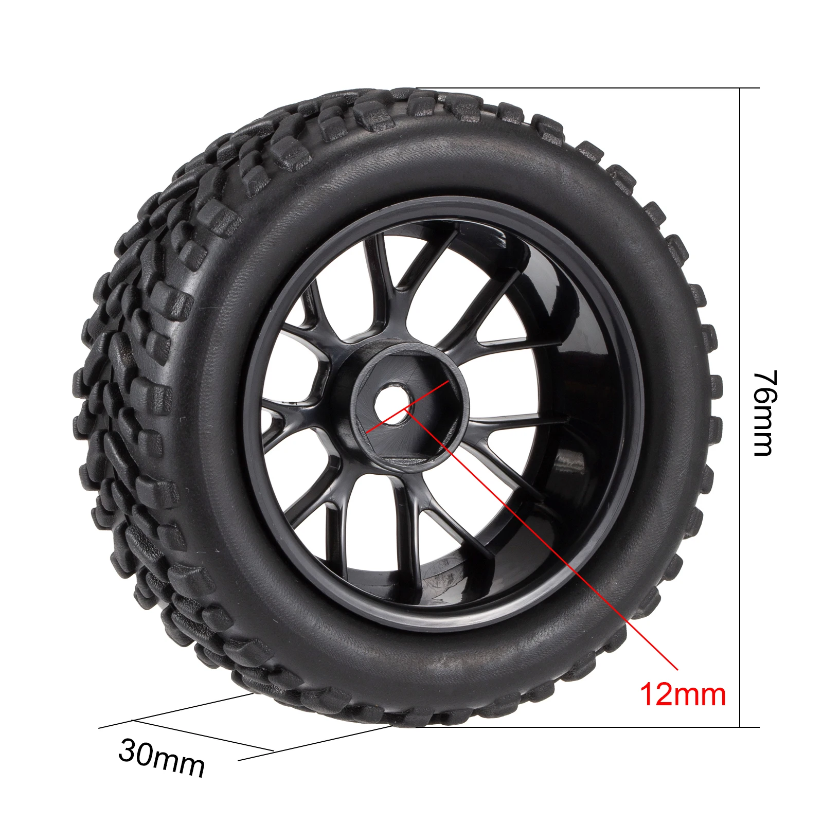 4PCS 76 millimetri 1.9 pollici Off Road Buggy Pneumatici Ruote Cerchio per 1/14 1/16 1/10 RC Auto Wltoys 144001 Tamiya MJX Hyper Go 14210 14209