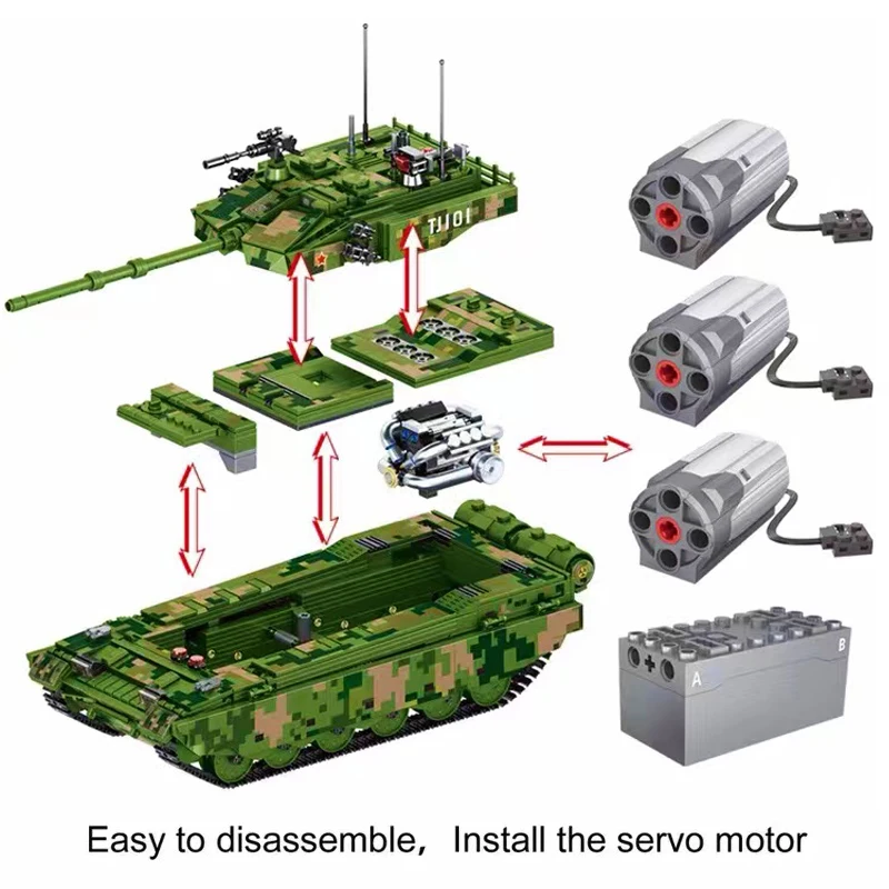 Military RC 99A Main Battle Tank Building Blocks M1A2 Leopard 2 Tank Bricks Model WW2 Soldier Weapon Toys For Kid MOC