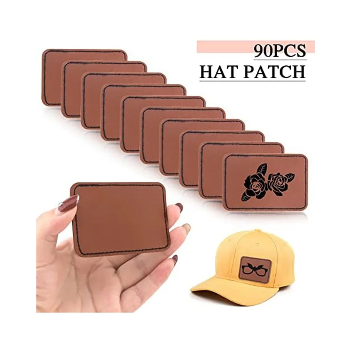 Imagem -04 - Blanks de Gravação a Laser para Chapéu Patch de Couro em Branco Resistente ao Desgaste Não é Fácil de Desvanecer90 Pcs