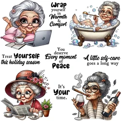 Mangocraft Old Lady Holiday Life Cutting Dies Clear Stamp DIY Scrapbooking Metal Dies Silicone Stamp For Cards Albums Decor