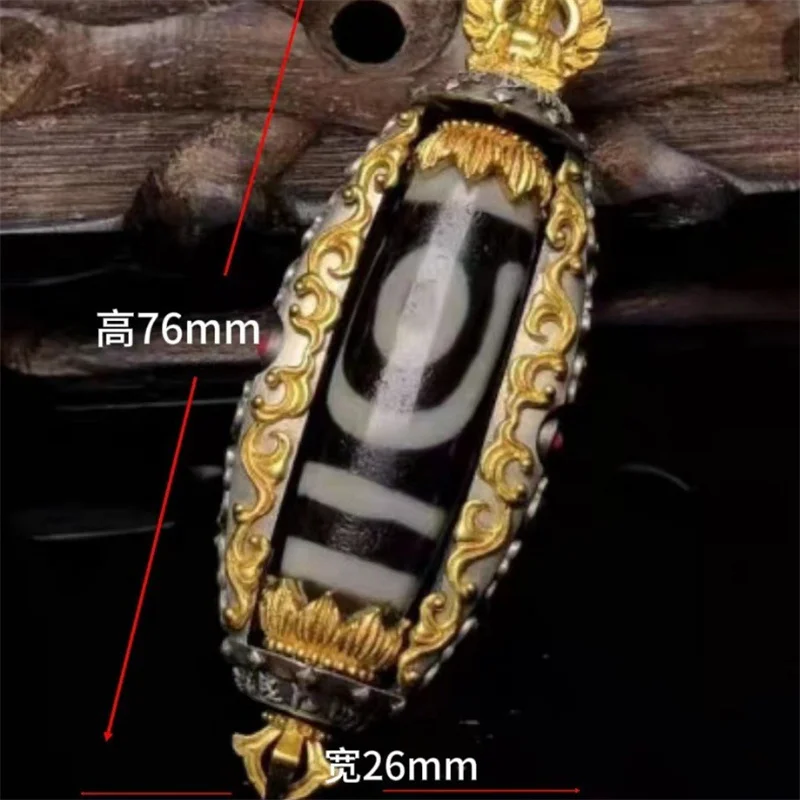Ethnic Style Nine-eyed Dzi Bead Pendant For Men Jewelry Blessing Flame Buddha Necklace Male Choker Accessories