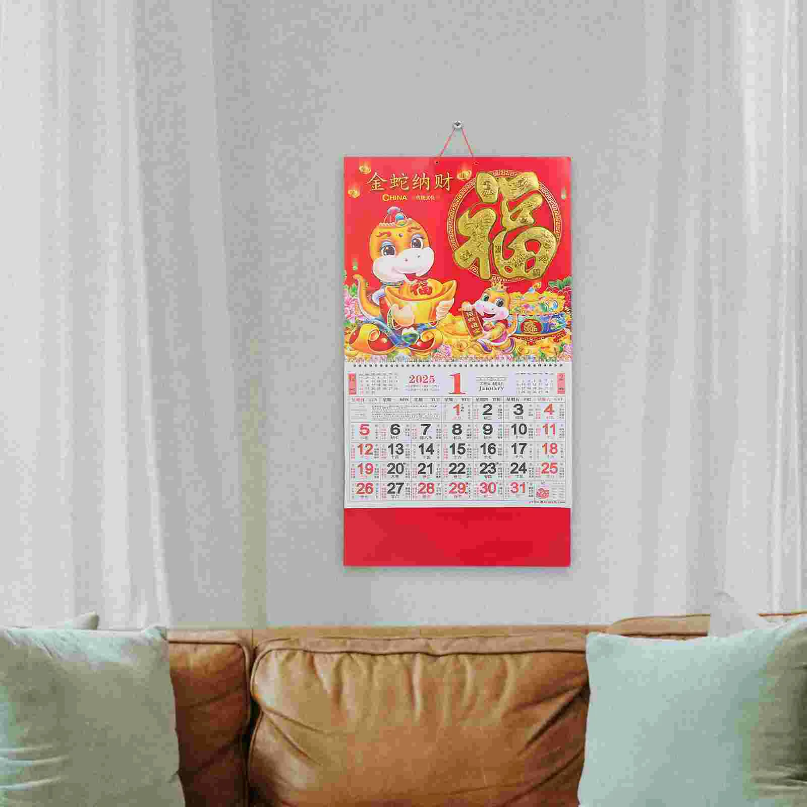 Kalender Dinding Ular Tahun 2025 Menggantung Kantor Kertas Bulanan Baru Cina Digital