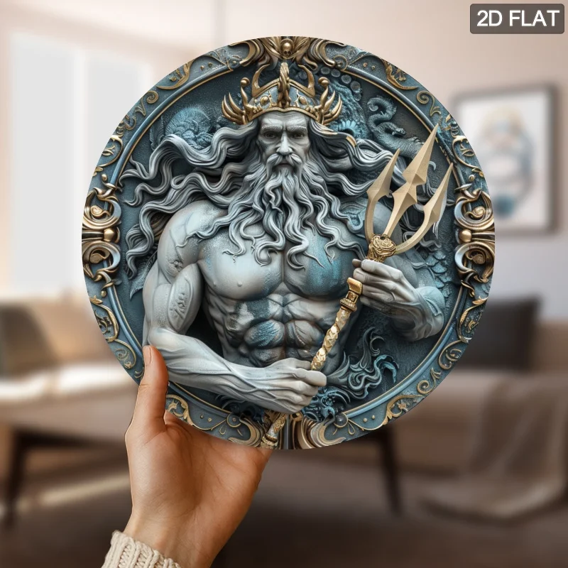 CIFBUY Modern Poseidon Greek Mythology Aluminum Wall Art Waterproof Rustproof Decor for Indoor Outdoor Living Room Patio Home