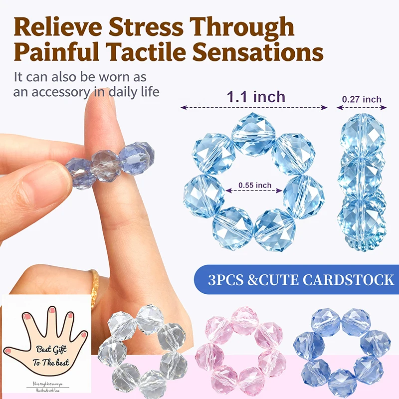 Crystal Beaded Acupressure Finger Roller Ring Portable Hand Massage Sensory Toy Stress Anxiety Relief for Adults Autism Toy Gift