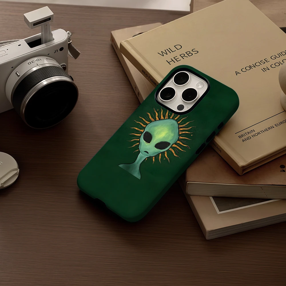 KASEO Matte Bumper for Magsafe Case for IPhone 17 16 15 14 Plus 13 Pro Max Shockproof Hard PC Alien Sun Halo Cover