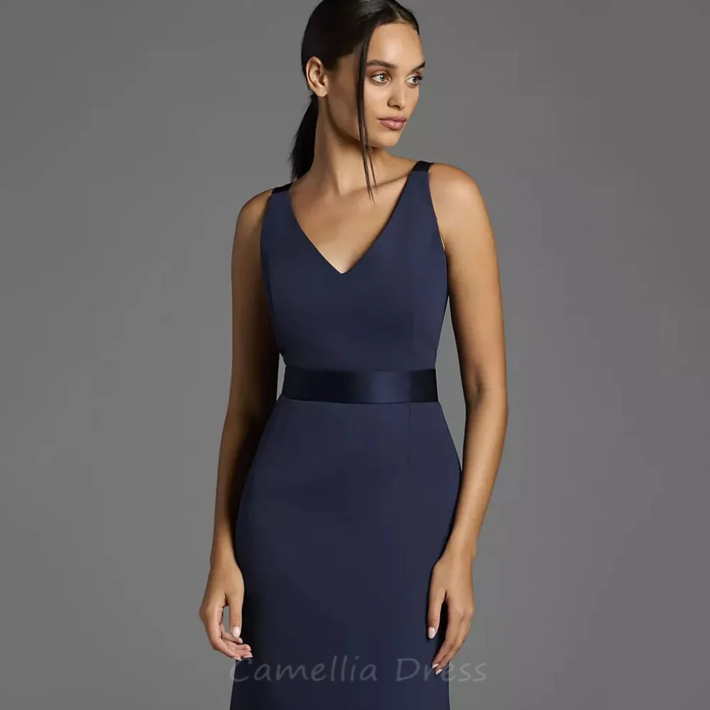 

Индивидуальный пошив платья для матери невесты: вечернее платье с V-образным вырезом, фасон «русалка», для свадебной вечеринки, простое платье для гостей на свадьбу.