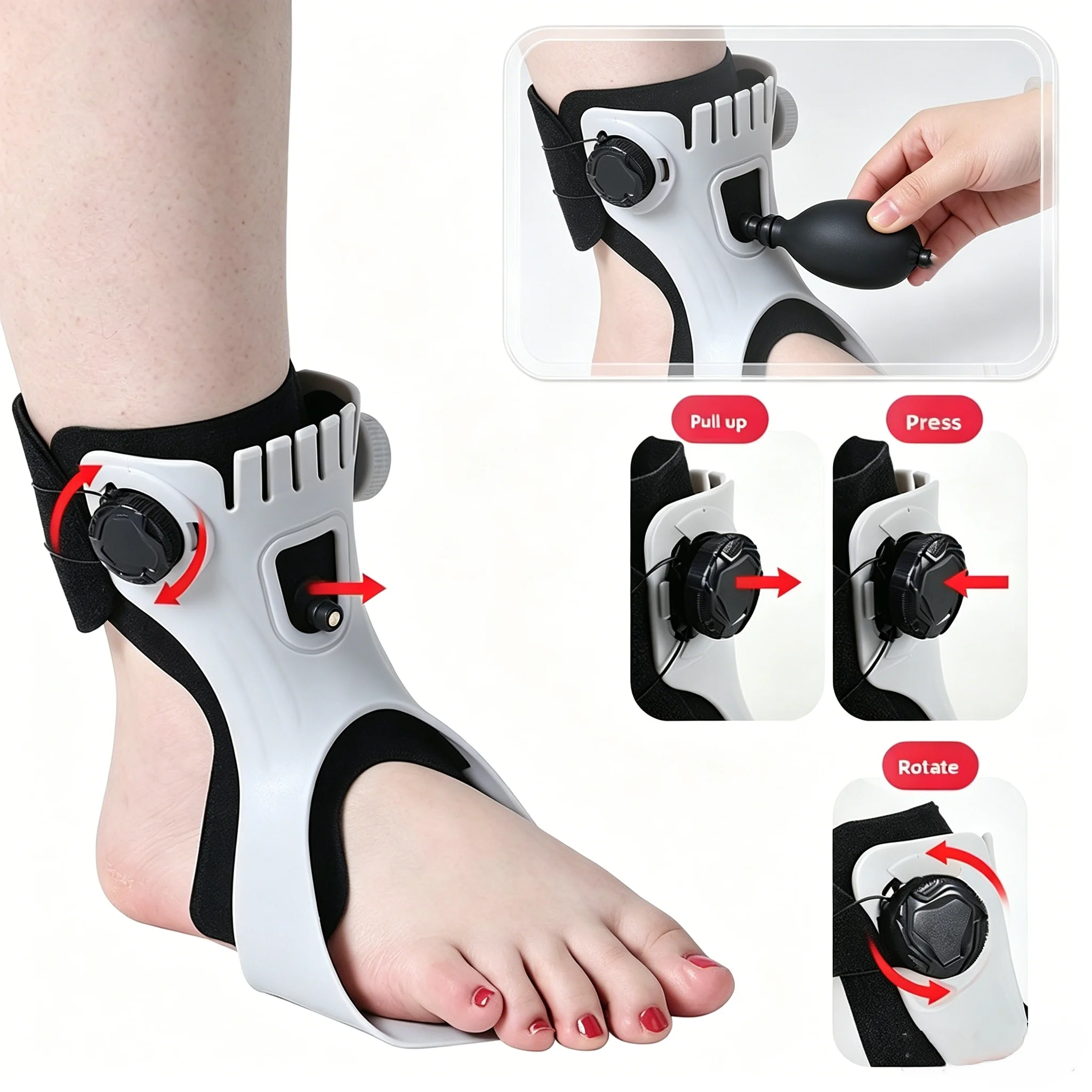 New Rotary‑Knob Adjustable Ankle‑Stabilizing Brace Wearable‑In‑Shoe Rigid Support Accessory for Daily Foot‑Position Safeguard