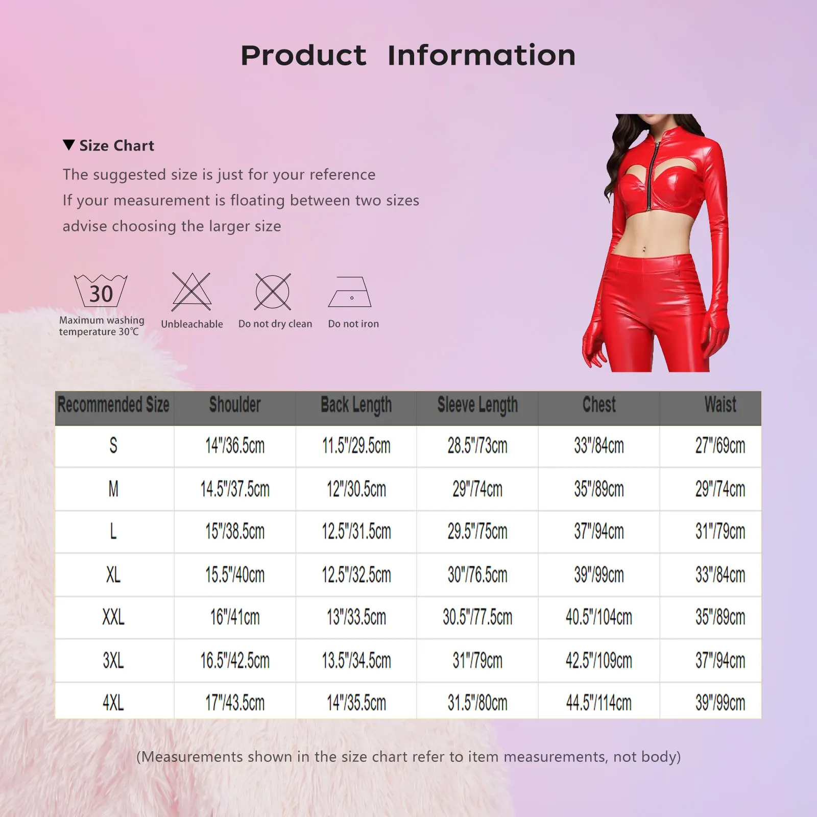 Adults Womens Glossy Metallic Jacket Crop Top Stand Collar One-Piece Gloves Sleeve Chest Hollow-Out Front Zipper Night Clubwear