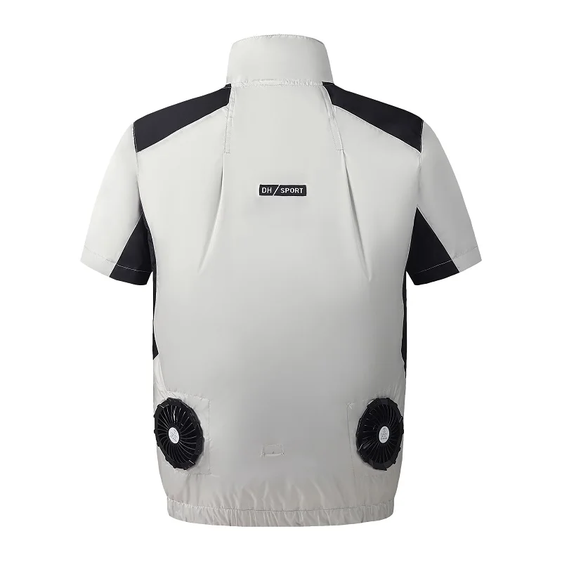 Summer cooling short-sleeved air-conditioned shirt for men with a fan, workwear with built-in charging for heat protection, mult