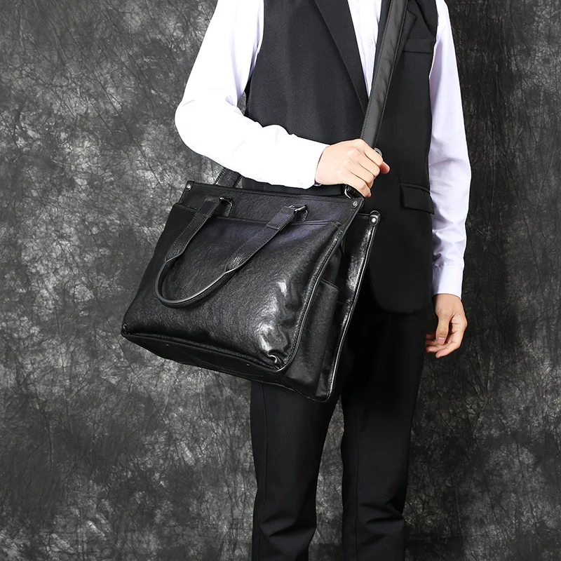 Business Leather Men's Bag Men's ToteTop Layer Cowhide Briefcase Computer Bag Large Capacity Travel Crossbody Bag