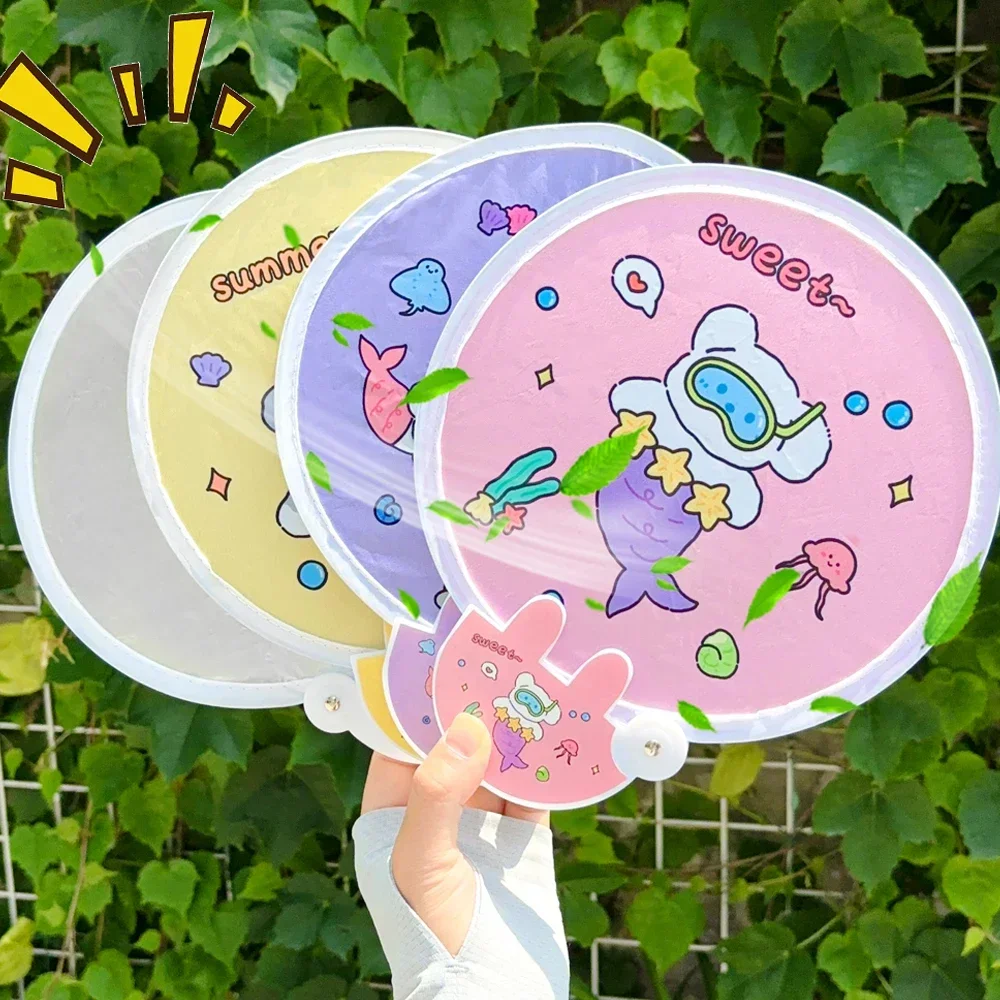 Cartoon Reflective Panel Fan Plastic Folded Handhold Fan Portable Selfie Supplies Photo Polishing Plate Round Fan for Summer