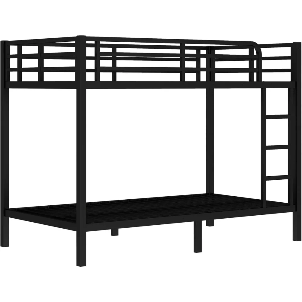 سرير بطابقين معدني مزدوج مقاس XL للبالغين/الأطفال عالي التحمل مع درابزين وسلم #4