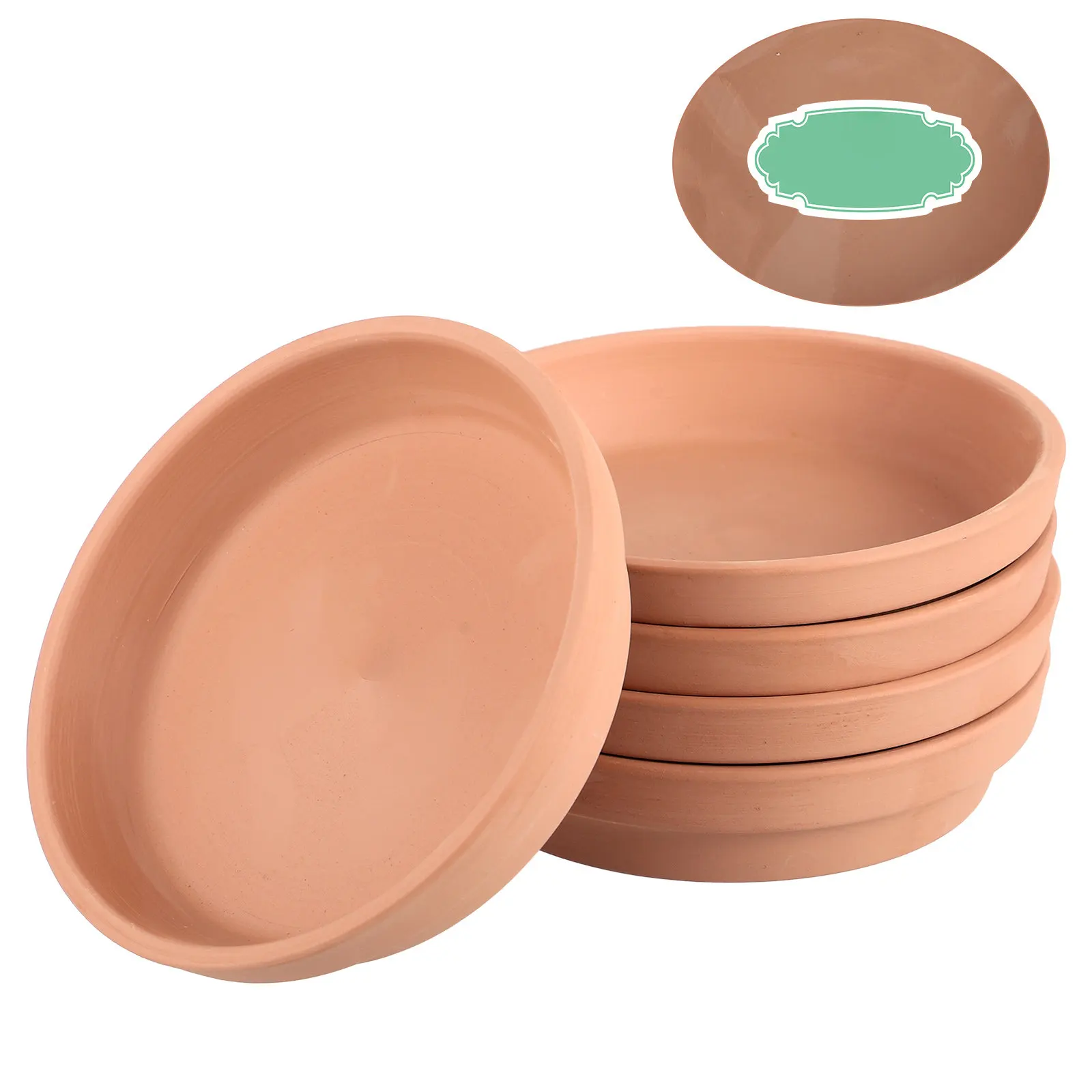 5Pcs Handcrafted Red Pottery Plant Tray Flower Pot Saucer Water Catching Plate Indoor Outdoor Use Long Life Non Breakable Soil