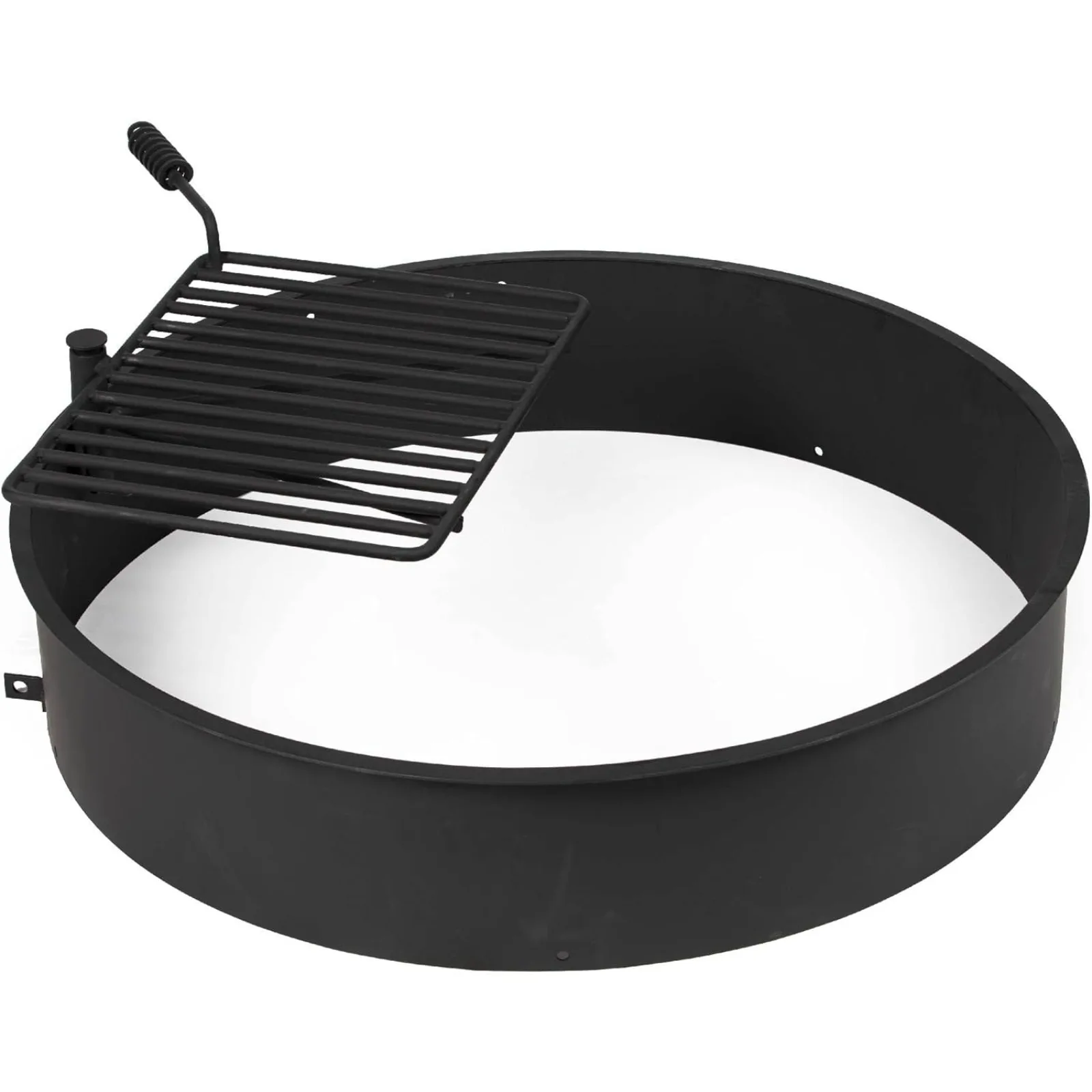 

US Ash & Ember 36" Steel Fire Ring with 15.5" x 19.5" Grate, Durable Fire Ring Liner with Anchor Pins, Outdoor Cooking
