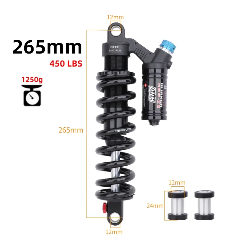 DNM RCP2S 165mm/190mm/200/210/220/240mm Mountain Bike Rear Shock Absorber 550LBS Spring Soft Tail For AM/FR/DH/MTB Bicycle Shock