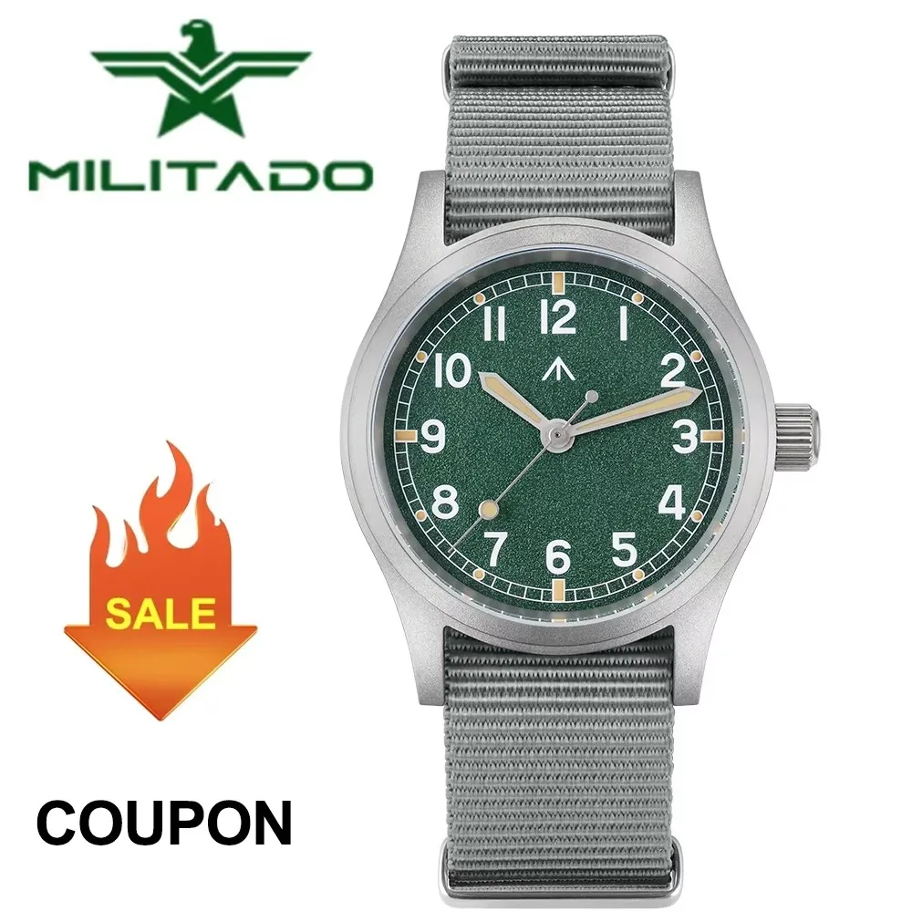 

Часы militado ML12 38 мм Ronda 515, кварцевые часы из нержавеющей стали, куполообразные сапфировые часы Crysta, светящиеся, 10 атм, водонепроницаемые