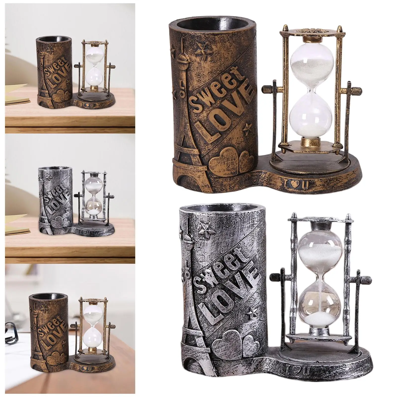 Hourglass Decoration Collection Pen Holder Sand Timer for Decoration Table