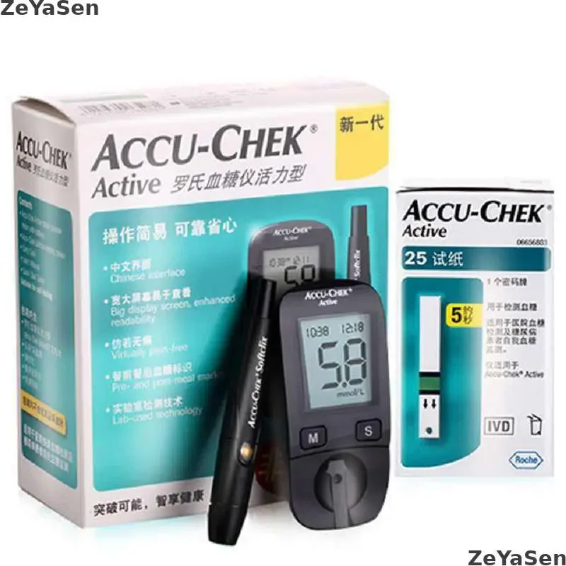 Accu Chek Glucosa en sangre activa Diabet Accu Chek Juego de lancetas y tiras reactivas de glucosa Kit de prueba de medidor de glucosa en sangre Opciones de producto