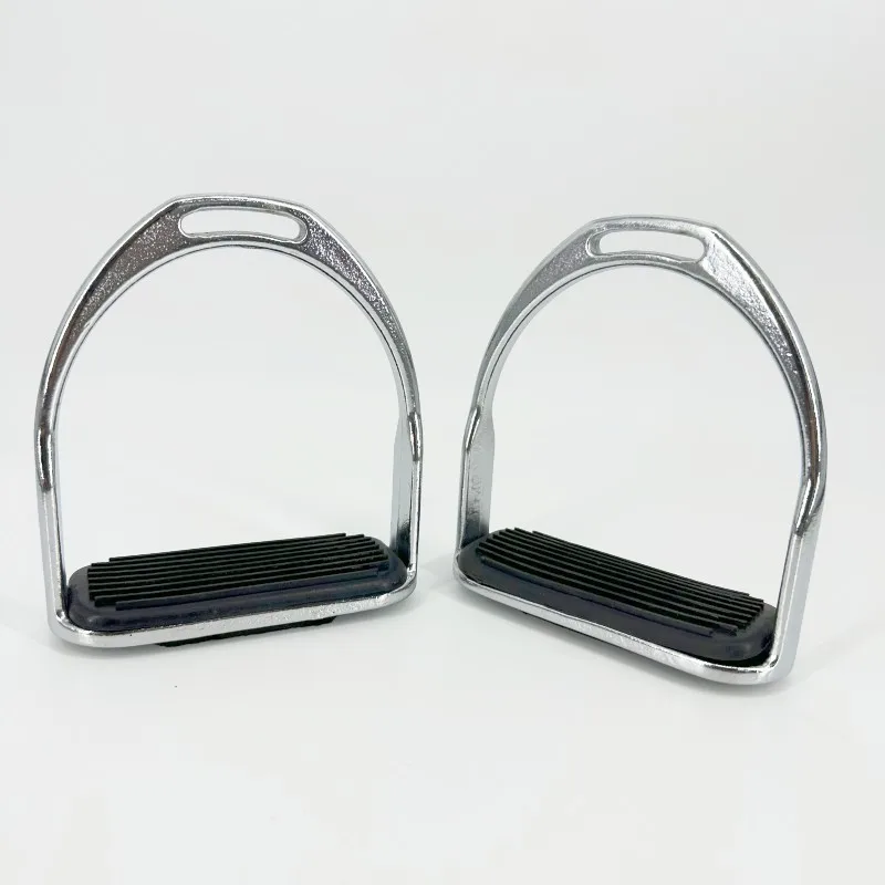 1pair Anti-Slip Electroplated Silver Horse Stirrups for Equestrian Sports Safety Riding Protection Saddle Knee Ankle Stress Pain