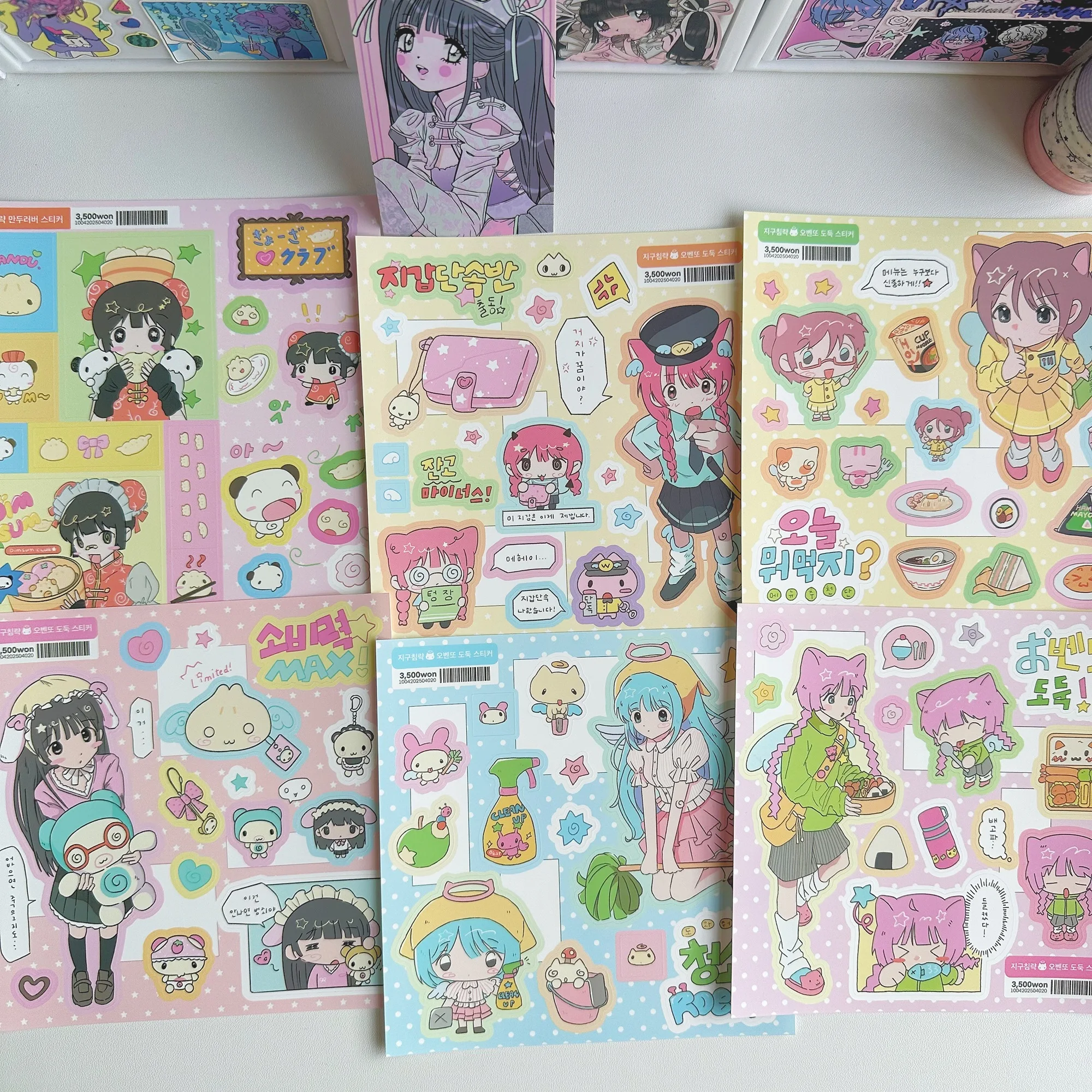 1/6PCS Cute Cartoon Sweet Cool Girl Stickers Hand Account Diary Notebook Planner Scrapbook DIY Decorative Stickers