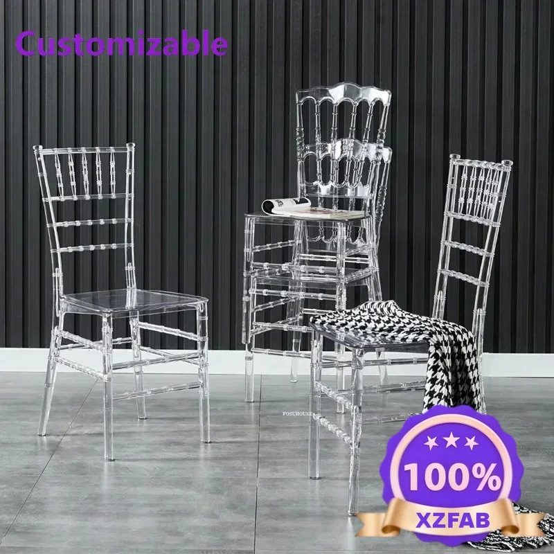 Factory Direct 2026 Crystal Dining Chair Hotel Commercial Furniture Outdoor Wedding Chair Banquet Transparent Leisure Back Chair