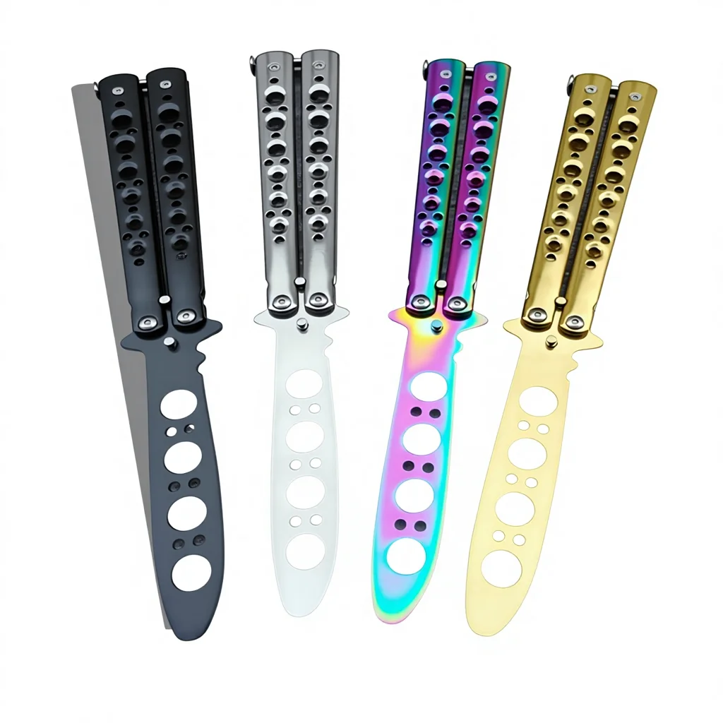 Foldable Butterfly Knife Trainer Portable Stainless Steel Pocket Practice Knife Training Tool For Outdoor Games Folding Knife